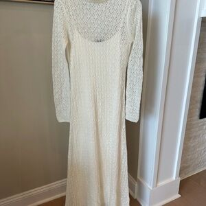 Hatch Long Sleeve Ivory Lace maternity Women’s Dress Luella knit pointelle